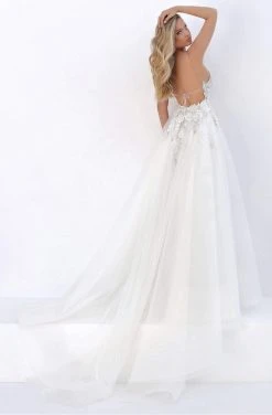 Tarik Ediz - 50667 Plunging V-Neck Dress With Overskirt