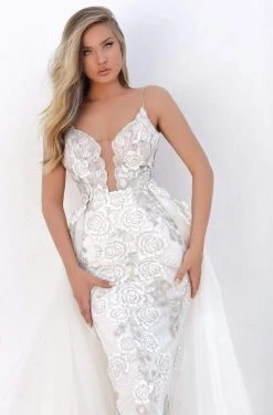 Tarik Ediz - 50667 Plunging V-Neck Dress With Overskirt