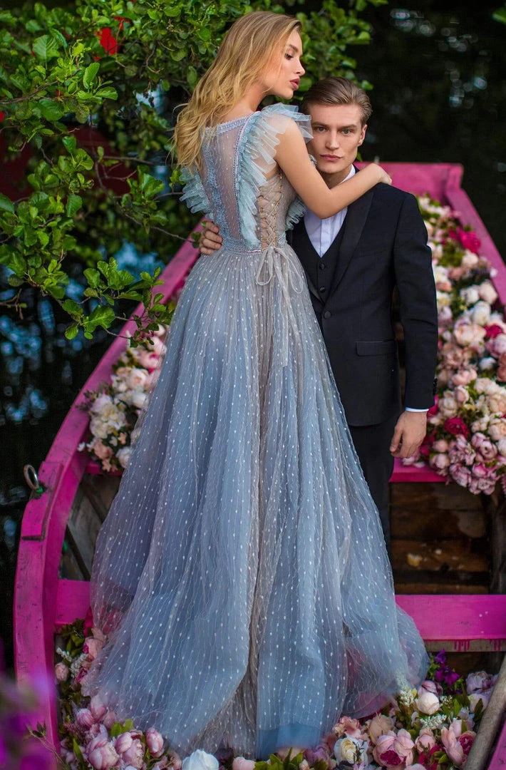 Tarik Ediz - 50669 Lace Up Illusion Jewel Evening Dress Formal Gowns 4 Tarik Ediz - 50669 Lace Up Illusion Jewel Evening Dress Formal Gowns