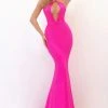 Tarik Ediz - 50670 Plunging Halter Neck Trumpet Dress With Train Formal Gowns