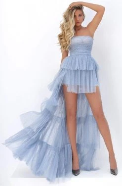 Tarik Ediz - 50674 Strapless Tiered High Low Dress