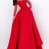 Formal Gowns Tarik Ediz - 50679 Net Long Sleeve Pleated Ballgown