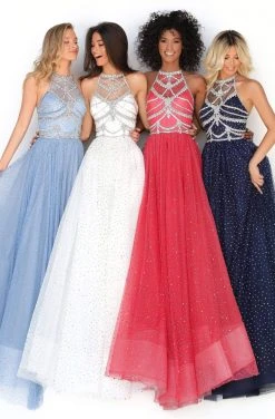 Tarik Ediz - 50681 Embellished Halter A-line Dress