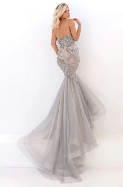 Tarik Ediz - 50687 Strapless Beaded Scallop Motif Long Gown