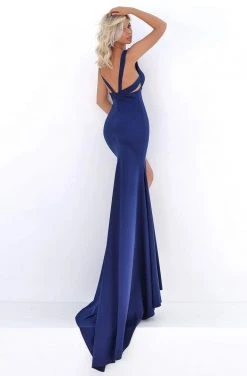Tarik Ediz - 50691 V-Neckline High-Slit Sheath Dress