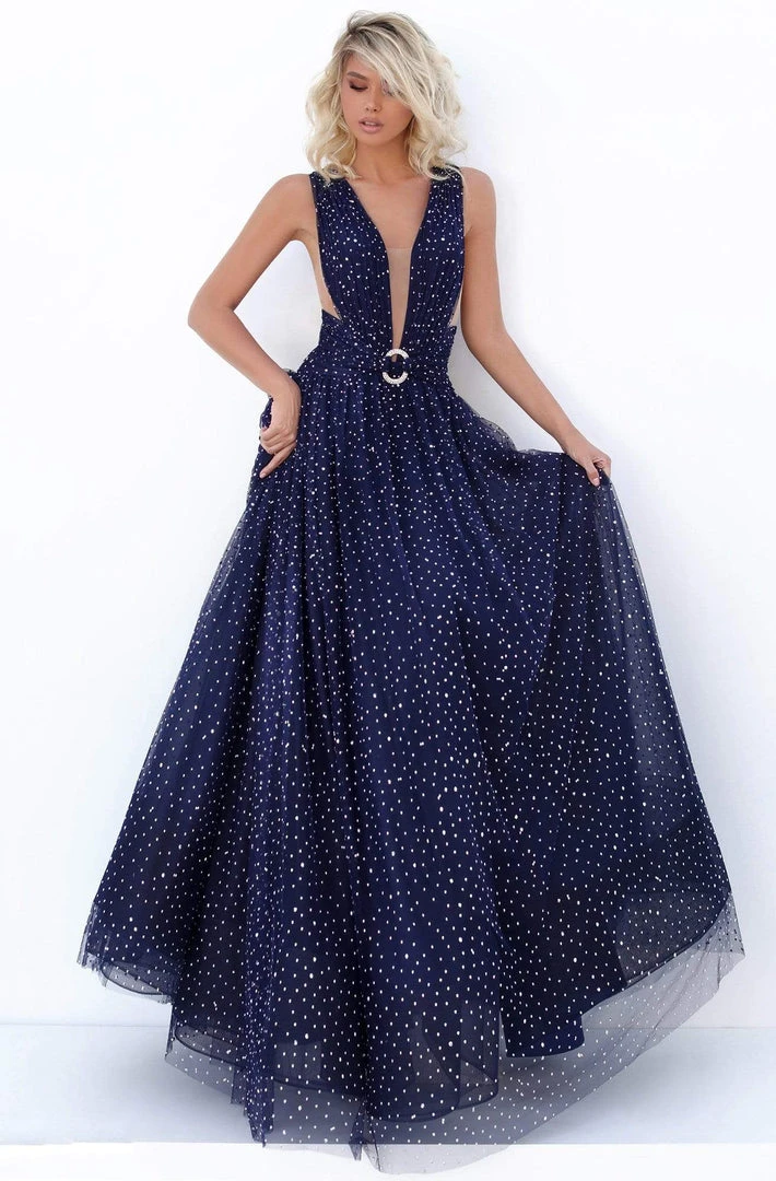 Tarik Ediz - 50694 Plunging V-Neck Stone Ornate Tulle Gown Formal Gowns 3 Tarik Ediz - 50694 Plunging V-Neck Stone Ornate Tulle Gown Formal Gowns