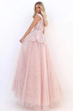 Formal Gowns Tarik Ediz - 50703 Embroidered Deep V-neck Ballgown