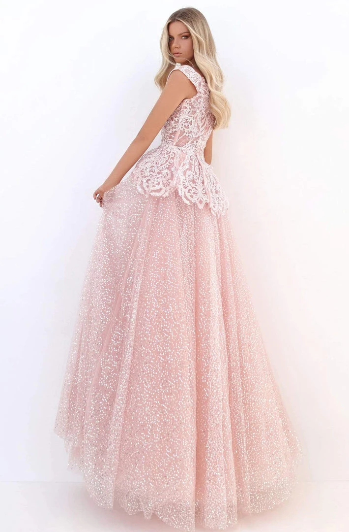 Formal Gowns Tarik Ediz - 50703 Embroidered Deep V-neck Ballgown 4 Formal Gowns Tarik Ediz - 50703 Embroidered Deep V-neck Ballgown