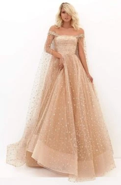 Tarik Ediz - 50707 Embroidered Off-Shoulder Ballgown