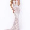 Tarik Ediz - 50712 Sequined Deep Halter V-neck Trumpet Dress 1 Tarik Ediz - 50712 Sequined Deep Halter V-neck Trumpet Dress