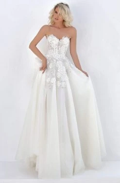 Tarik Ediz - 50714 Corset Boned Floral Appliqued Long Gown