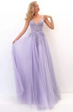 Tarik Ediz - 50724 Appliqued Lace Peplum A-Line Gown Formal Gowns