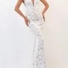 Tarik Ediz - 50732 Embellished Deep V-neck Dress With Overskirt Formal Gowns