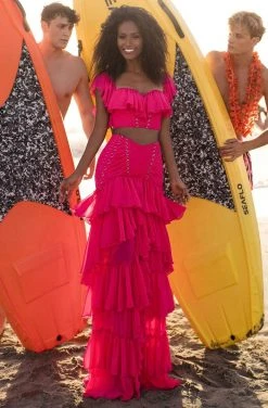 Tarik Ediz - 50737 Two-Piece Ruffle Trimmed Trumpet Gown Formal Gowns