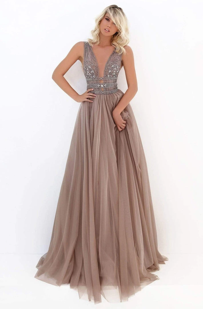 Tarik Ediz - 50740 Sexy V-Neck Bejeweled A-Line Dress 3 Tarik Ediz - 50740 Sexy V-Neck Bejeweled A-Line Dress