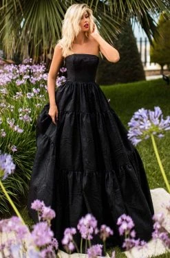Formal Gowns Tarik Ediz - 50759 Straight Neck Jacquard Ballgown