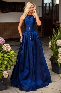 Tarik Ediz - 50763 Embellished Bateau Neck Ballgown Formal Gowns