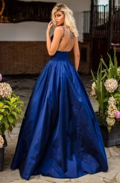 Tarik Ediz - 50763 Embellished Bateau Neck Ballgown Formal Gowns