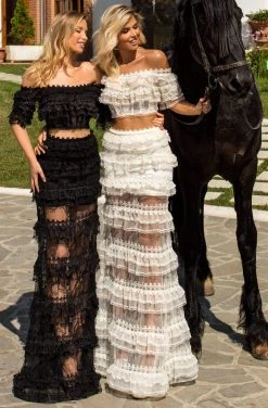 Formal Gowns Tarik Ediz - 50765 Two-Piece Ruffle Tiered Off Shoulder Gown