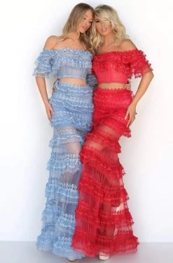 Formal Gowns Tarik Ediz - 50765 Two-Piece Ruffle Tiered Off Shoulder Gown