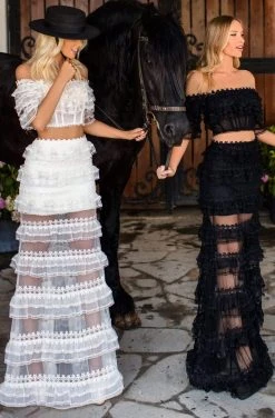 Formal Gowns Tarik Ediz - 50765 Two-Piece Ruffle Tiered Off Shoulder Gown