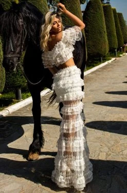 Formal Gowns Tarik Ediz - 50765 Two-Piece Ruffle Tiered Off Shoulder Gown