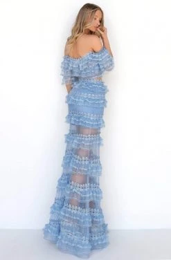 Formal Gowns Tarik Ediz - 50765 Two-Piece Ruffle Tiered Off Shoulder Gown