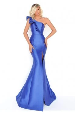 Formal Gowns Tarik Ediz - 50774 Ruffled One Shoulder Mermaid Dress