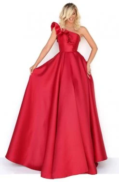 Formal Gowns Tarik Ediz - 50776 Ruffled One Shoulder A-line Dress