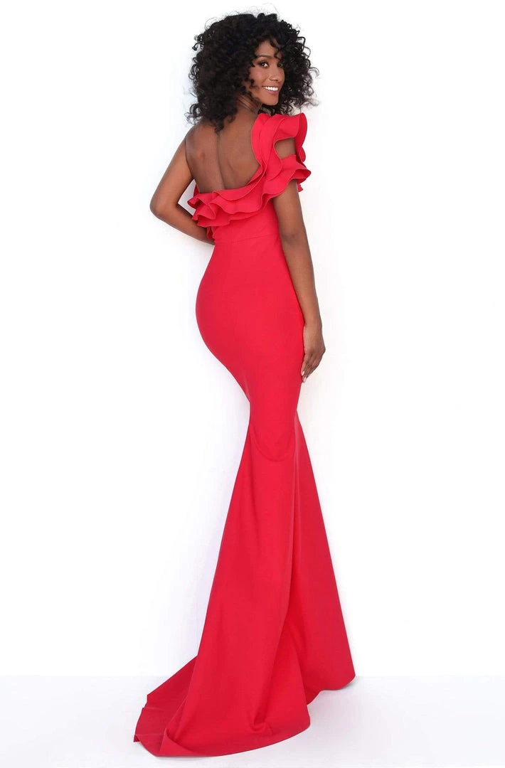 Tarik Ediz - 50778 One Shoulder Ruffle Accent High Slit Sheath Dress 4 Tarik Ediz - 50778 One Shoulder Ruffle Accent High Slit Sheath Dress