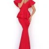 Formal Gowns Tarik Ediz - 50780 V-Neckline Angel Sleeves Sheath Dress