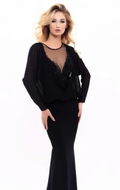 Tarik Ediz - 93304 Beaded Illusion Neckline Sheath Gown