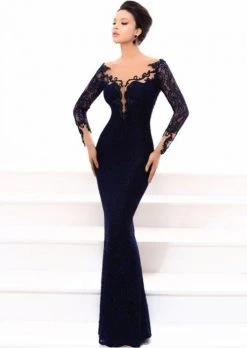 Tarik Ediz - 93334 Illusion Neckline Lace Embellished Evening Gown 11 Tarik Ediz - 93334 Illusion Neckline Lace Embellished Evening Gown