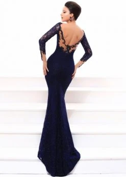 Tarik Ediz - 93334 Illusion Neckline Lace Embellished Evening Gown 12 Tarik Ediz - 93334 Illusion Neckline Lace Embellished Evening Gown