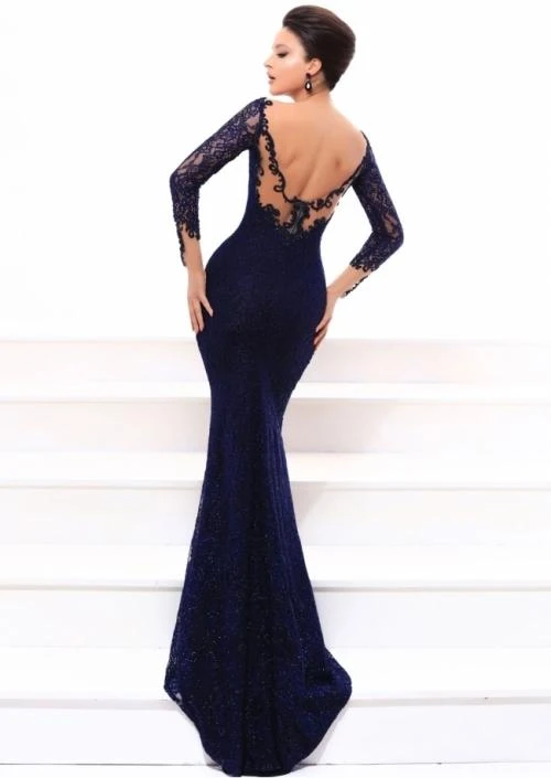 Tarik Ediz - 93334 Illusion Neckline Lace Embellished Evening Gown 7 Tarik Ediz - 93334 Illusion Neckline Lace Embellished Evening Gown