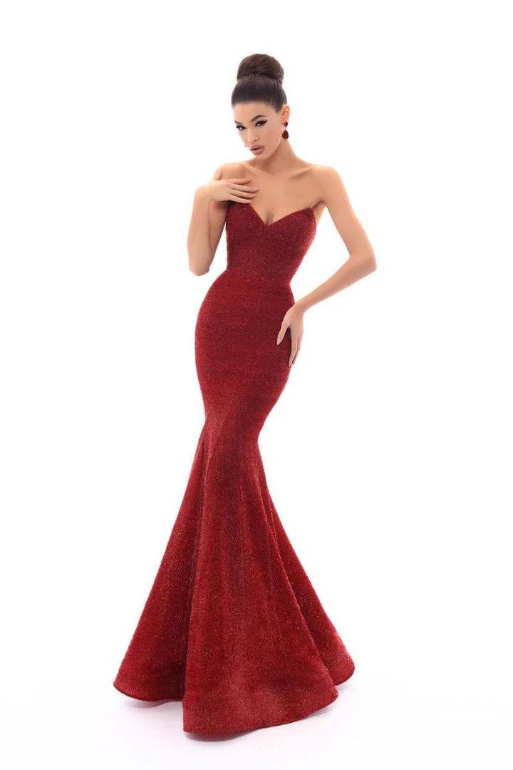 Tarik Ediz - 93612 Strapless Sweetheart Glitter Velvet Mermaid Gown Formal Gowns 3 Tarik Ediz - 93612 Strapless Sweetheart Glitter Velvet Mermaid Gown Formal Gowns