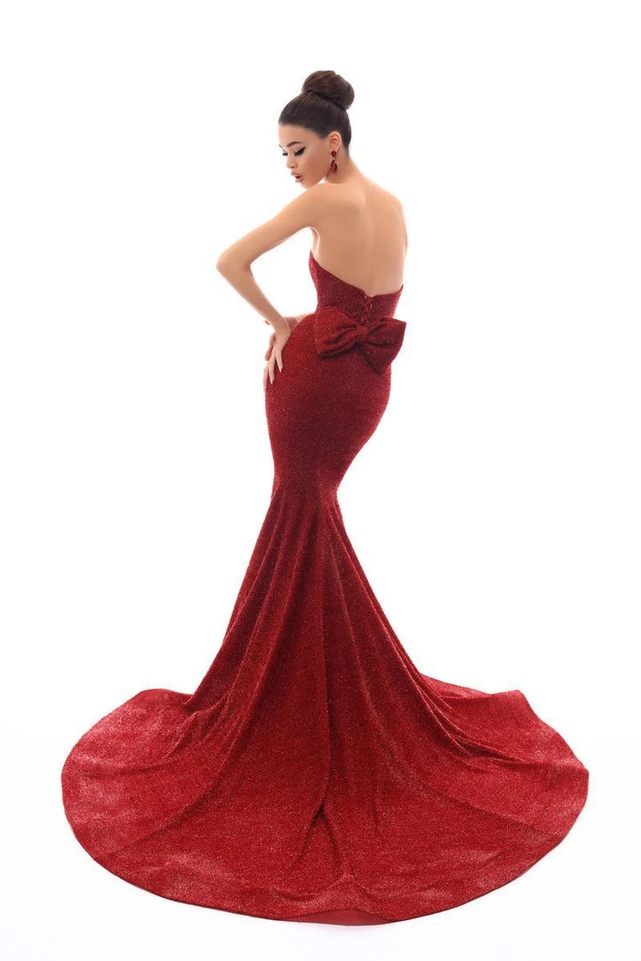 Tarik Ediz - 93612 Strapless Sweetheart Glitter Velvet Mermaid Gown Formal Gowns 4 Tarik Ediz - 93612 Strapless Sweetheart Glitter Velvet Mermaid Gown Formal Gowns