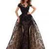 Formal Gowns Tarik Ediz - 93627 Lace Embroidered Dress With Detachable Train 1 Formal Gowns Tarik Ediz - 93627 Lace Embroidered Dress With Detachable Train