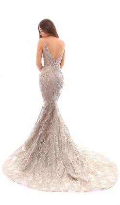 Tarik Ediz - 93651 Embellished Illusion Neck Mermaid Gown With Train