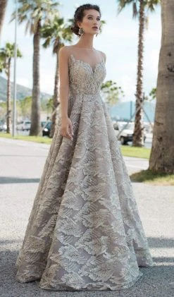 Tarik Ediz - 93652 Embellished Illusion Bateau Tulle Ballgown