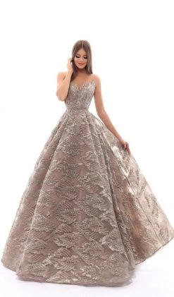 Tarik Ediz - 93652 Embellished Illusion Bateau Tulle Ballgown