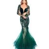 Tarik Ediz - 93656 Floral Applique Illusion Bateau Mermaid Dress
