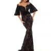 Formal Gowns Tarik Ediz - 93662 Floral Embroidered Bat Sleeve Trumpet Dress 2 Formal Gowns Tarik Ediz - 93662 Floral Embroidered Bat Sleeve Trumpet Dress