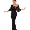 Formal Gowns Tarik Ediz - 93671 Lace Bat Sleeve Illusion Bateau Trumpet Dress 2 Formal Gowns Tarik Ediz - 93671 Lace Bat Sleeve Illusion Bateau Trumpet Dress