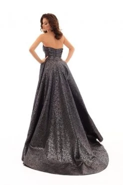 Tarik Ediz - 93692 Strapless Layered Sheath Dress With Overskirt