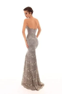 Tarik Ediz - 93693 Floral Lace Strapless Gown With Overskirt Formal Gowns