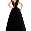 Tarik Ediz - 93697 Floral Applique Cap Sleeve Velvet Ballgown 1 Tarik Ediz - 93697 Floral Applique Cap Sleeve Velvet Ballgown
