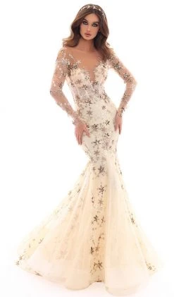 Tarik Ediz - 93702 Sequined Lace Mermaid Dress With Train Formal Gowns