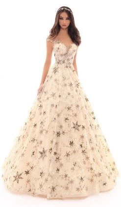 Tarik Ediz - 93704 Sequined Lace Illusion Neck Ballgown