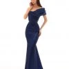 Formal Gowns Tarik Ediz - 93709 Ruched Jacquard Trumpet Dress With Overskirt